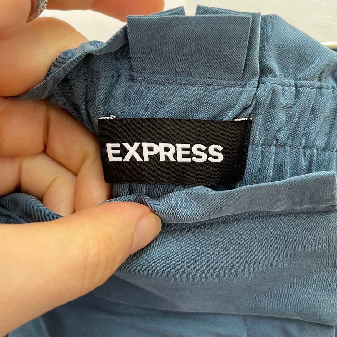 NWT -- Express Blue Linen High Rise Ankle Pants -- L