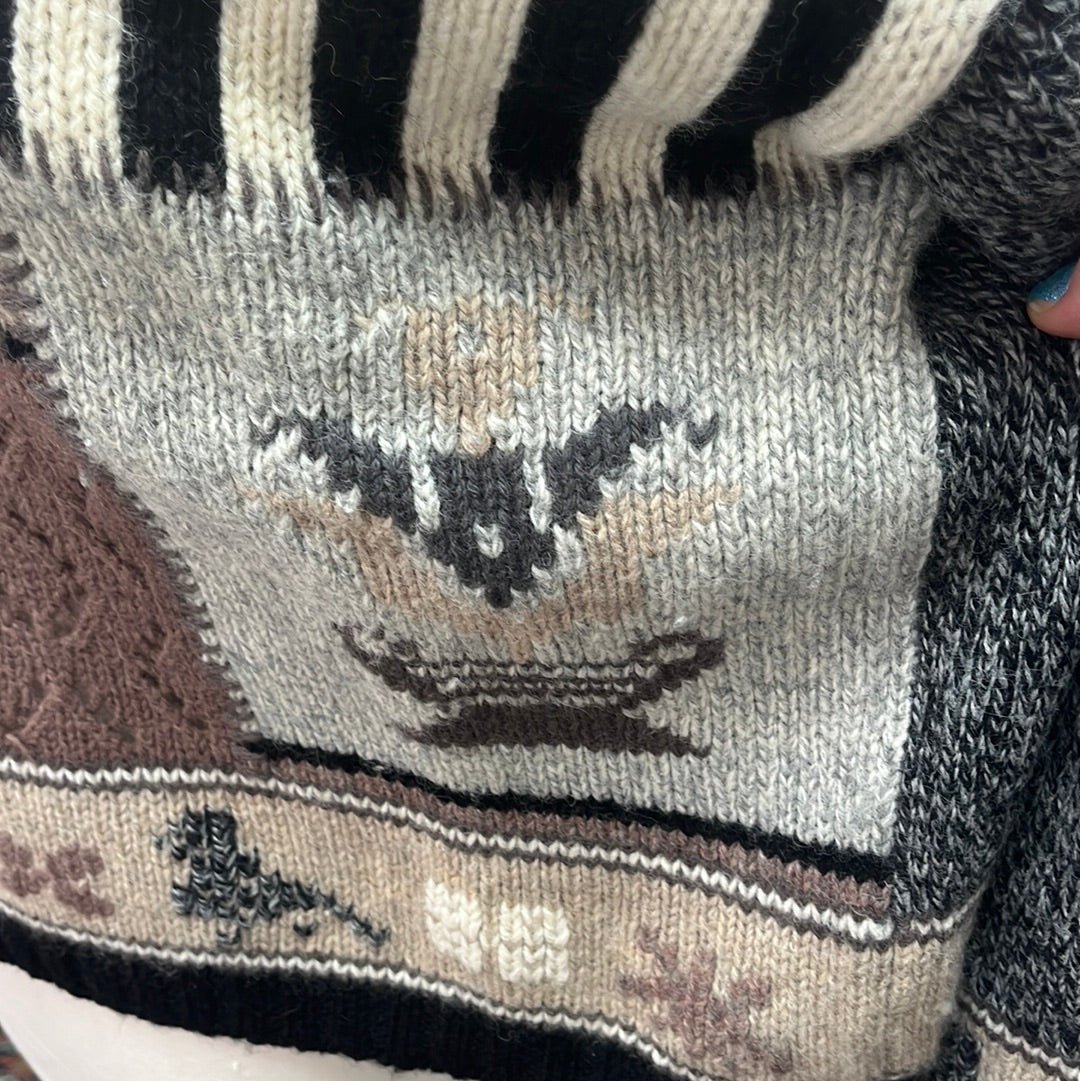 VTG -- Eddie Bauer grey brown Wool Blend Crew Neck Pullover Sweater -- M