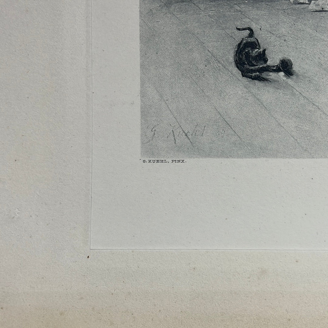Antique -- Original George Barrie 1889 Photogravure from the Exposition Universelle de 1889 -- after G Keuhl "The Orphans"