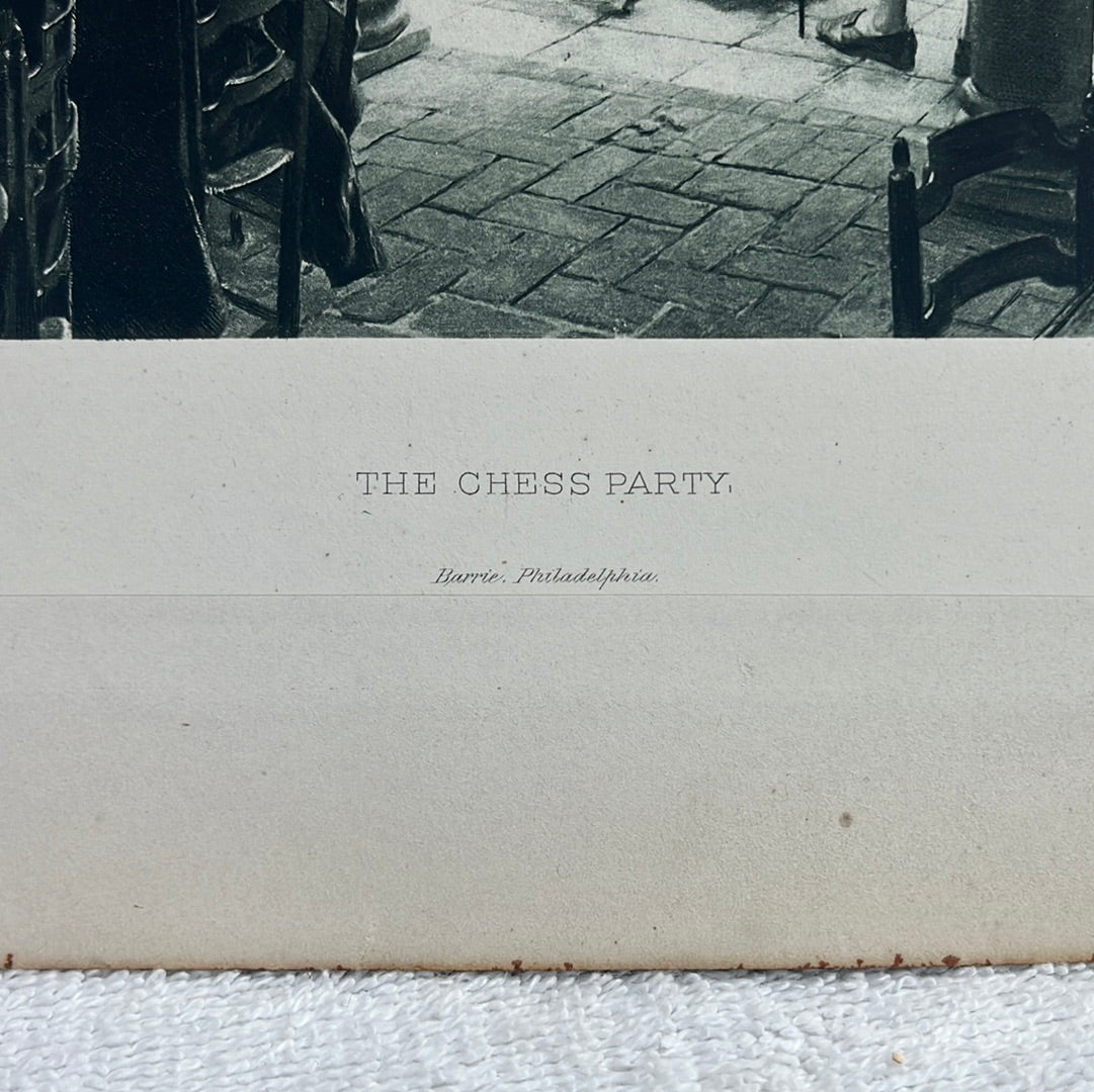 Antique -- Original George Barrie 1889 Photogravure from the Exposition Universelle de 1889 -- after JJ Aranda "The Chess Party"