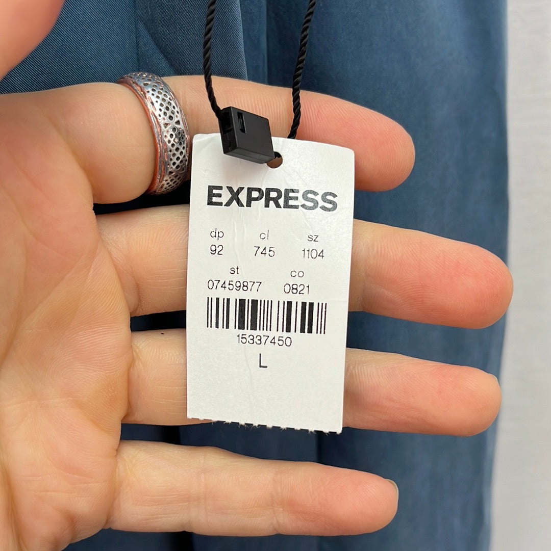 NWT -- Express Blue Linen High Rise Ankle Pants -- L