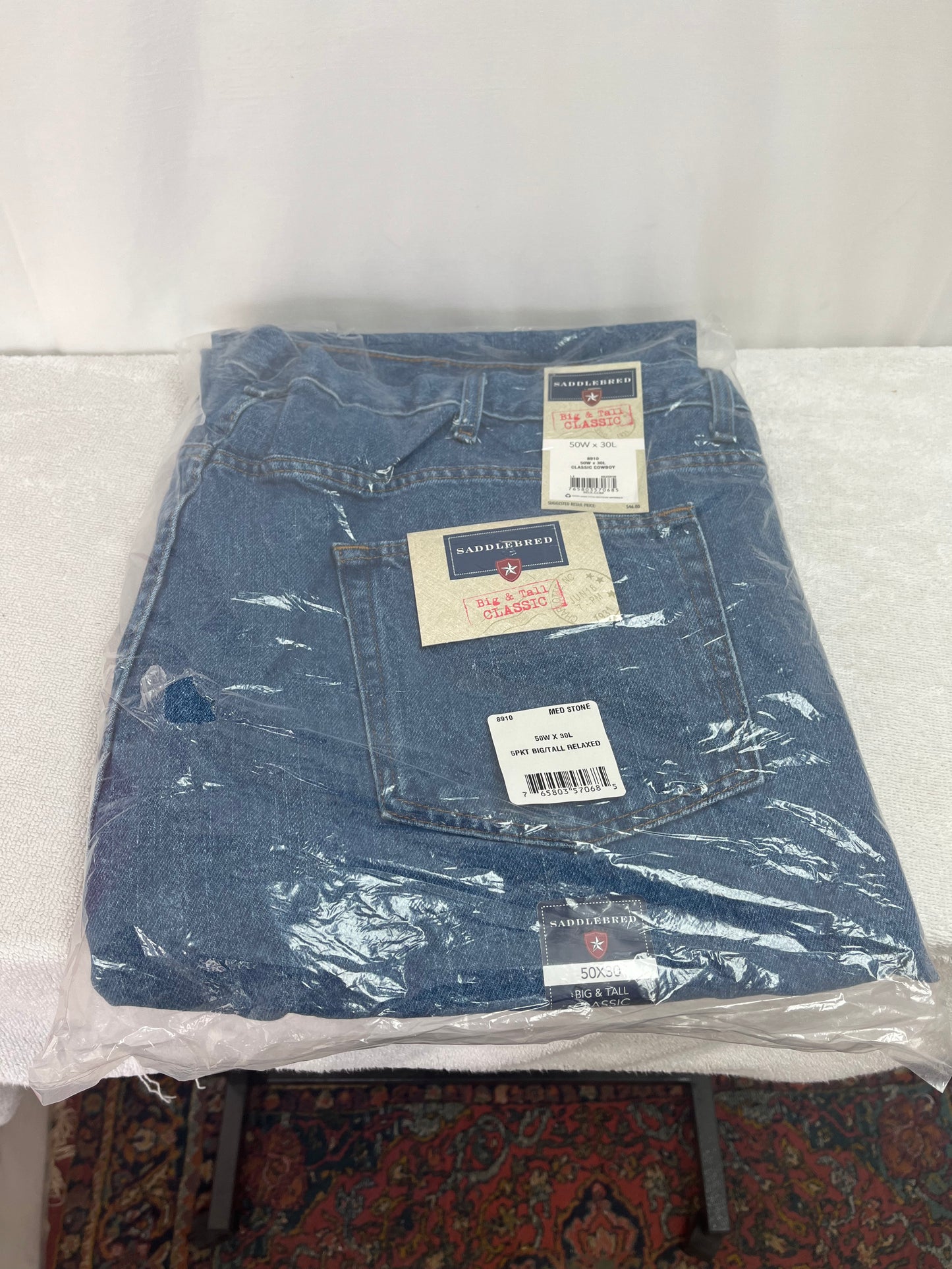 NWT -- Saddlebred Big and Tall Regular Fit Light Wash Jeans -- 50x30