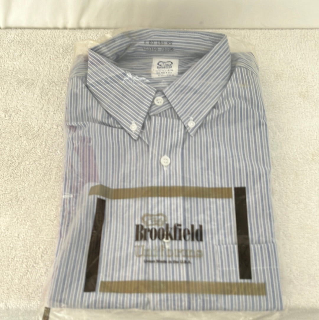 NIP -- Brookfield Uniforms Blue Stripe Short Sleeve Button-down Shirt --  15.5 Regular