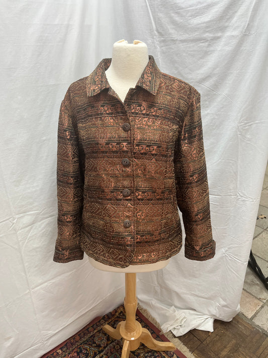 COLDWATER CREEK brown Woven Tapestry Jacket -- XL