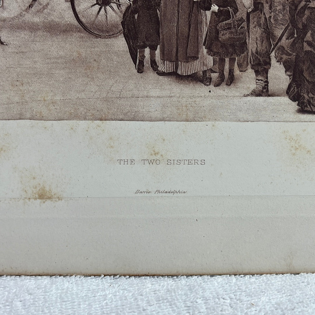 Antique -- Original George Barrie 1889 Photogravure from the Exposition Universelle de 1889 -- after G. Giron, "The Two Sisters"