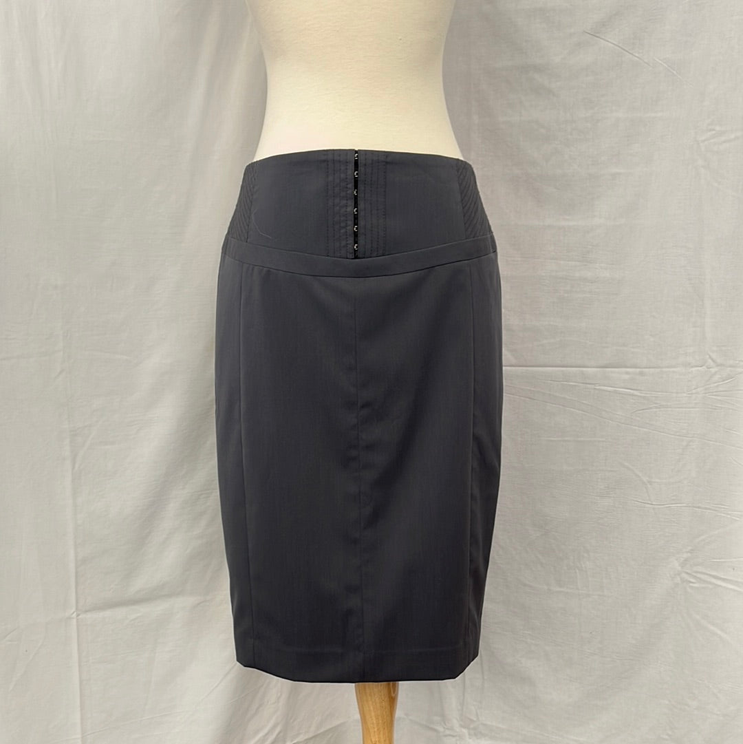 NWT -- Express Slate Grey Leopard Print Lined Pencil Skirt -- 8