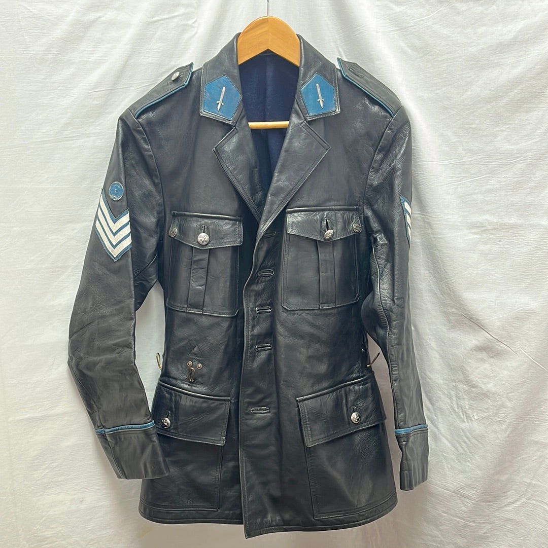 VTG -- Belgian Police Officer's Chrome Leather Jacket -- S