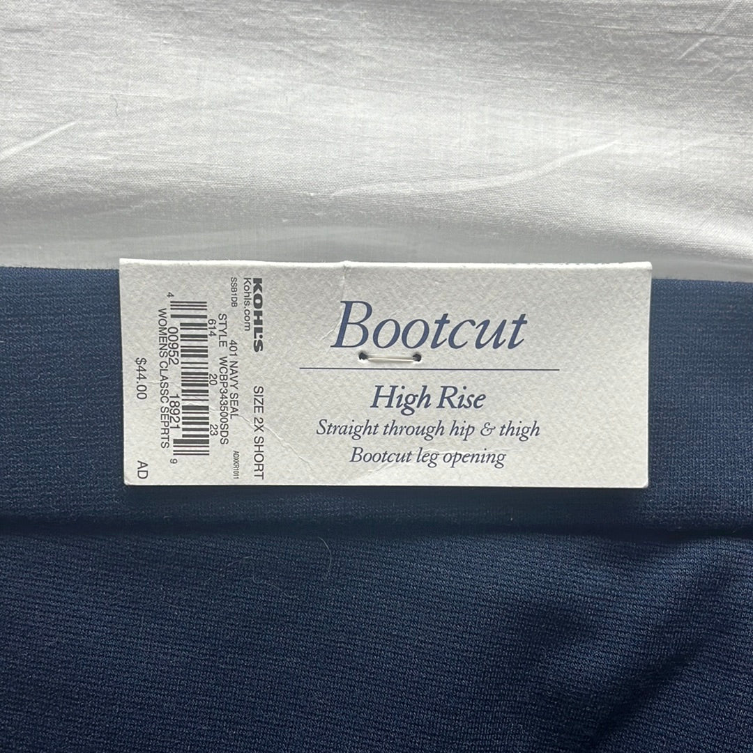 NWT -- Croft & Barrow Navy Secretly Slimming High-rise Bootcut -- 2X Short