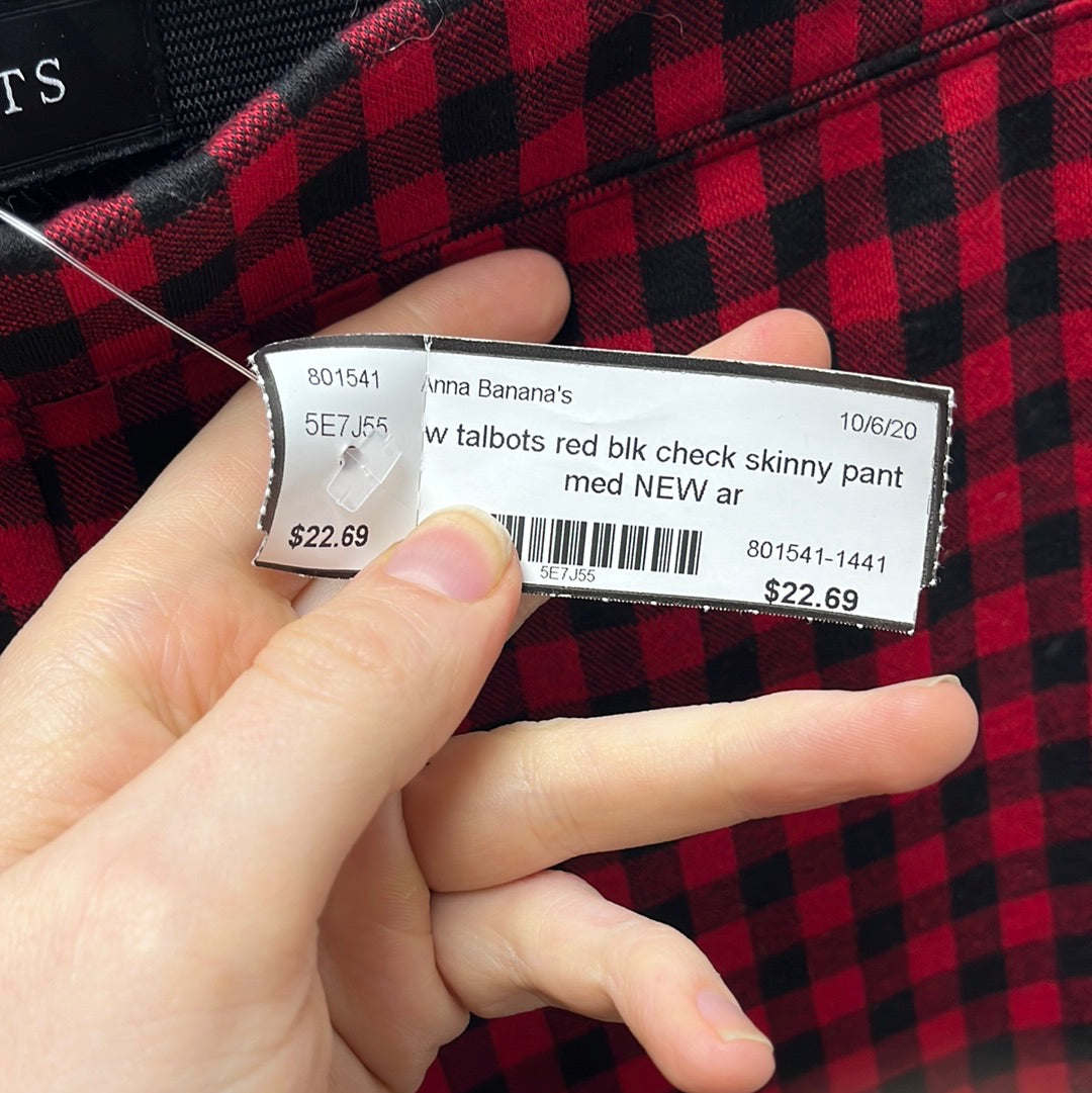 Talbots red black Plaid Skinny Ankle Pant -- MP