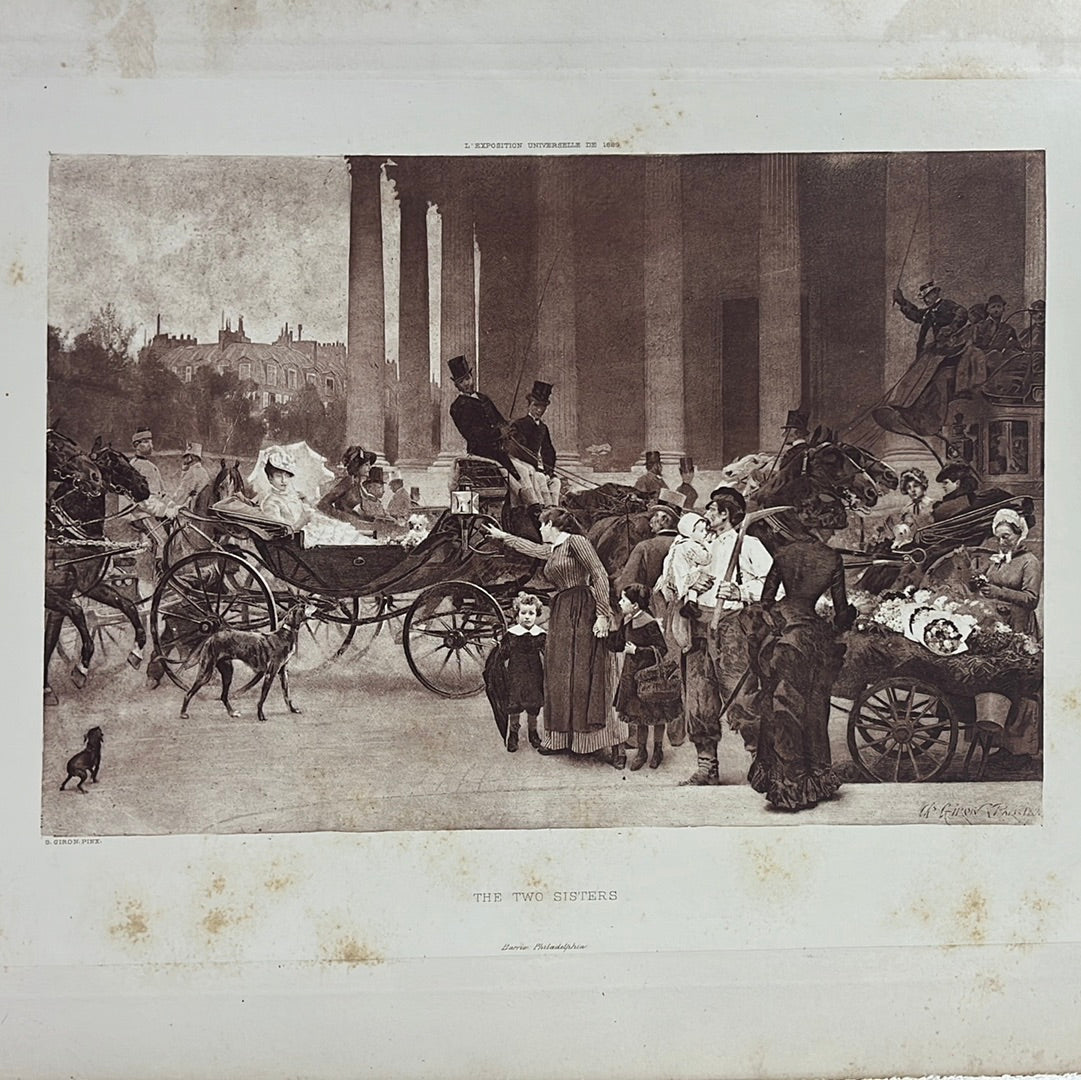Antique -- Original George Barrie 1889 Photogravure from the Exposition Universelle de 1889 -- after G. Giron, "The Two Sisters"