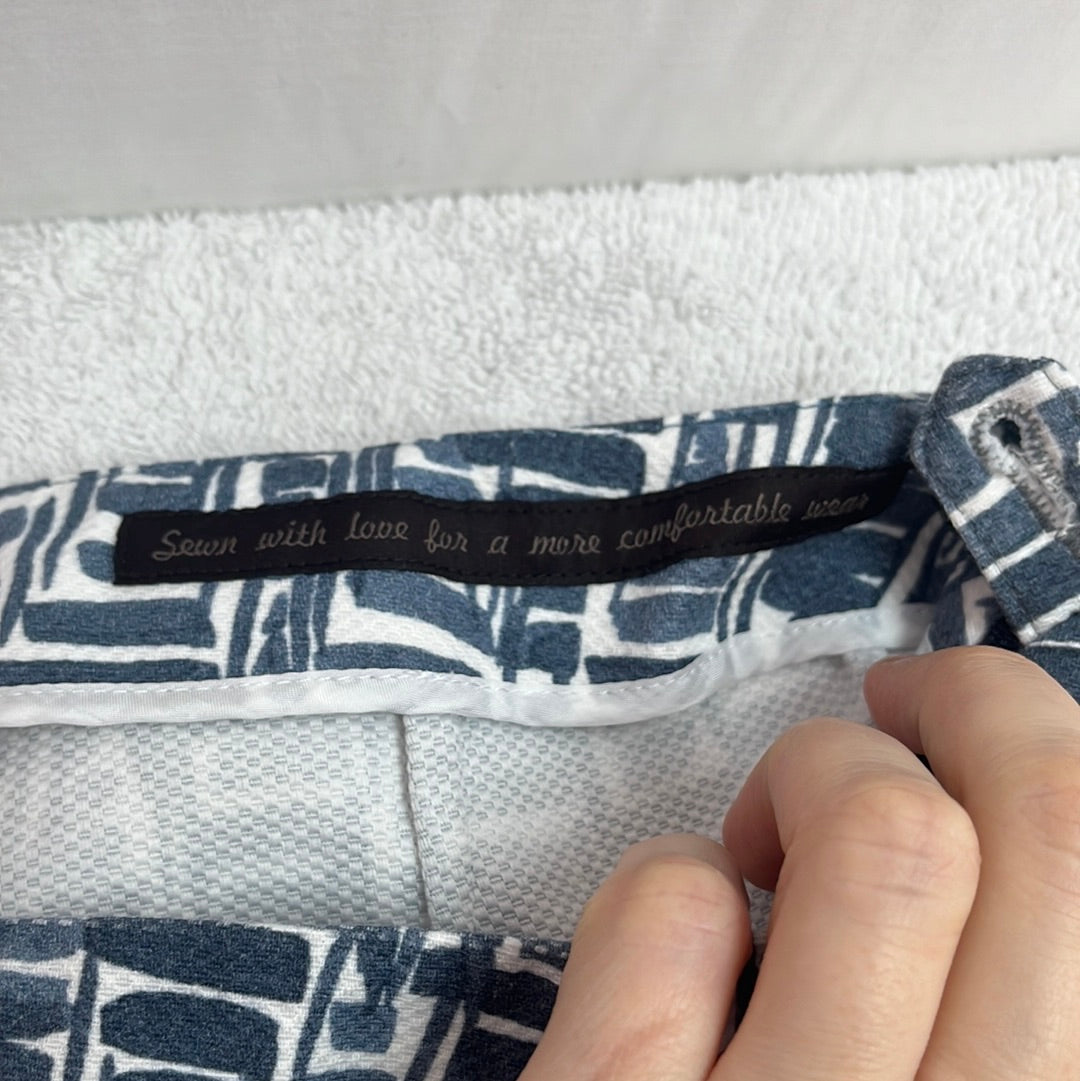 Peserico Sign Blue White Print Crop Pants -- Italy 48 / US 12