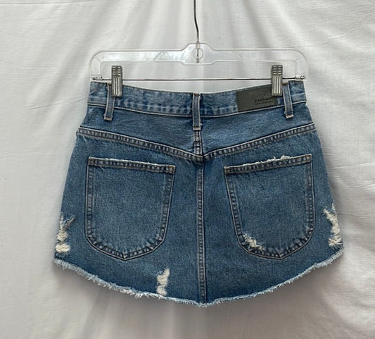 CARMAR Light Wash Denim Rhinestone Studded Mini Skirt - 27