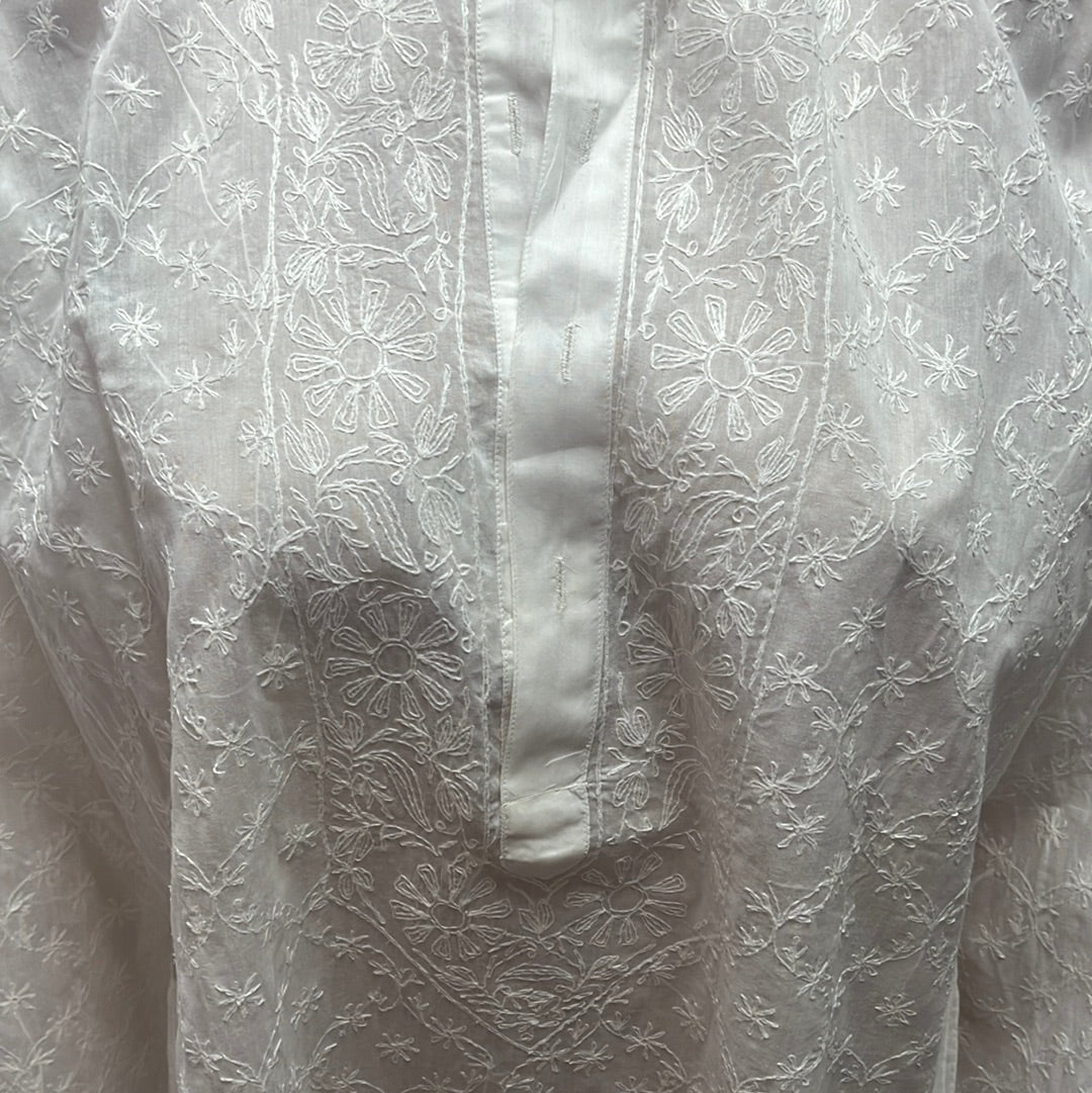 Lal Behari Tandon Women's Embroidered White Kurta -- One Size