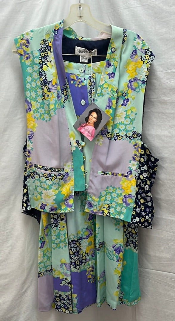 VTG / NWT - Diane Von Furstenberg Patchwork Silk Vest Skirt Set - XS
