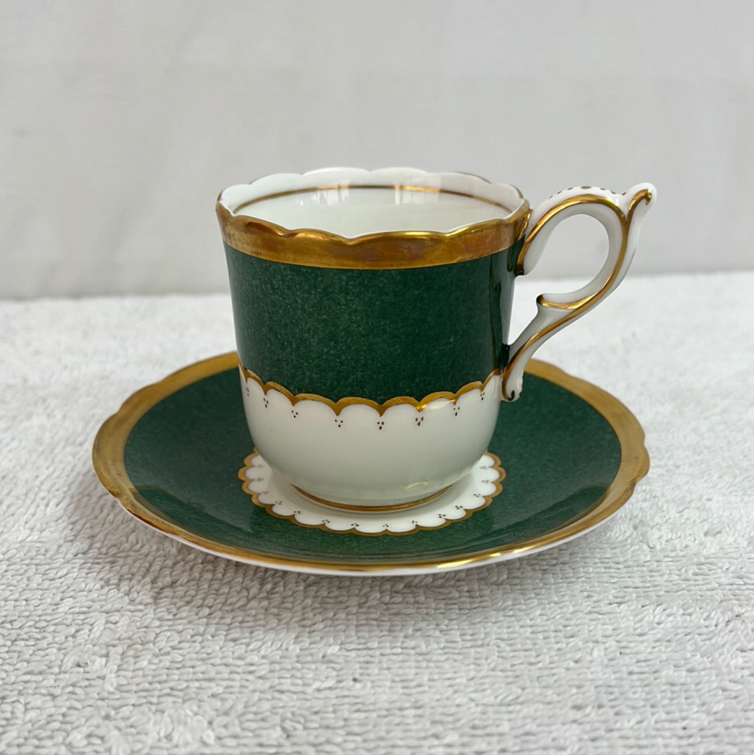VTG -- Coal Port Green "Connaught" Demitasse Cup and Saucer Set