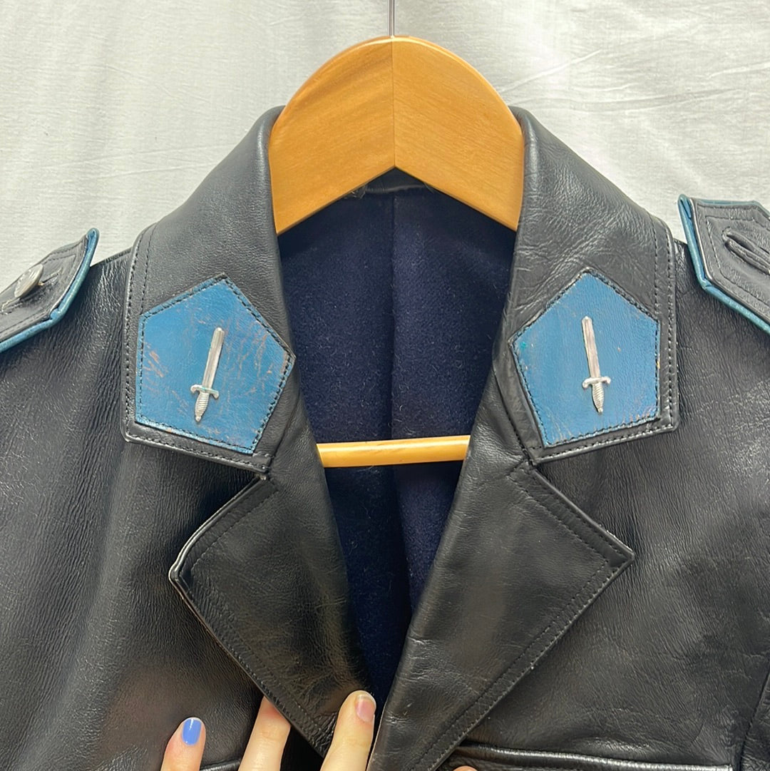 VTG -- Belgian Police Officer's Chrome Leather Jacket -- S