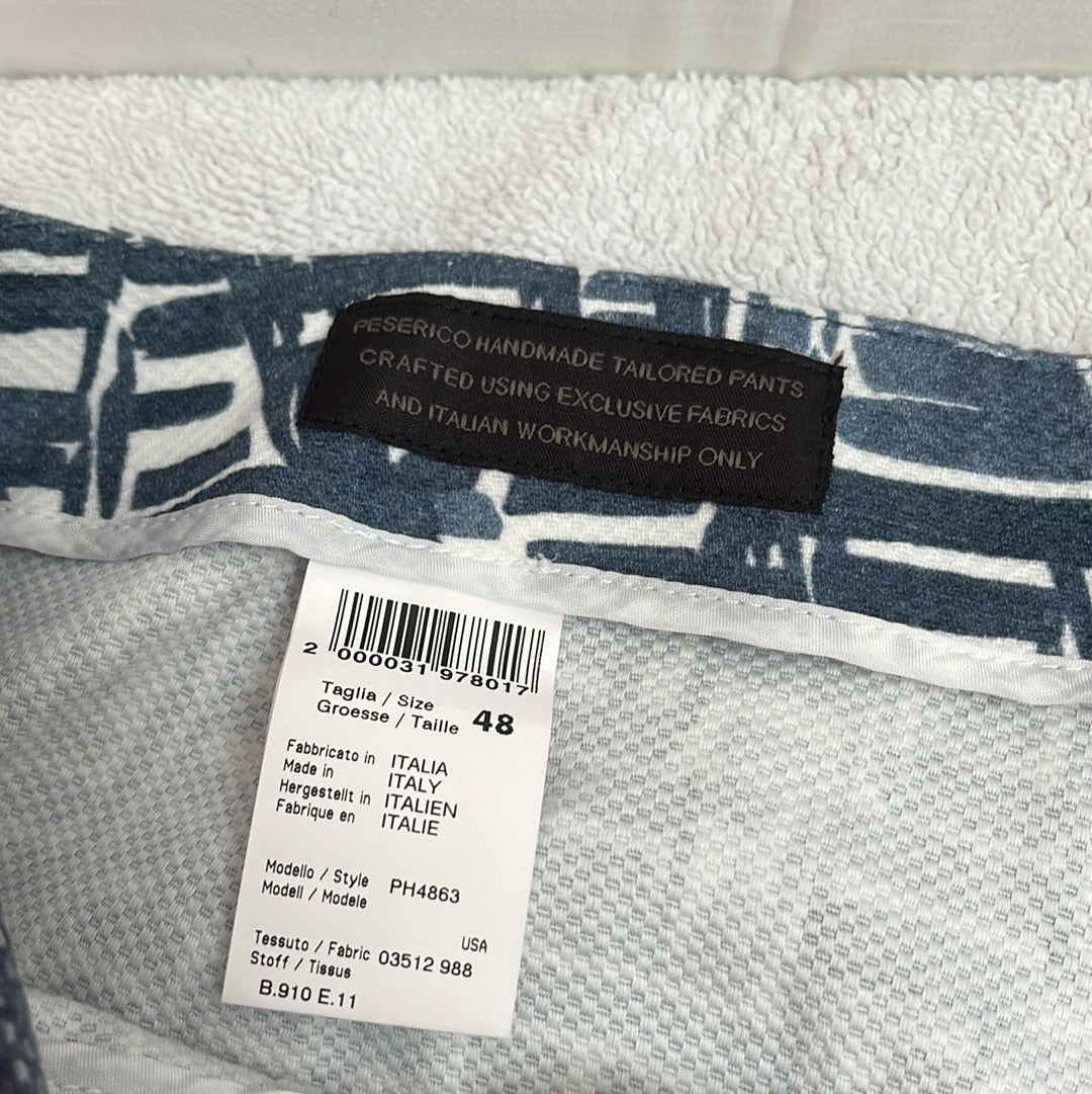 Peserico Sign Blue White Print Crop Pants -- Italy 48 / US 12