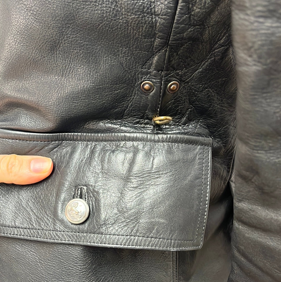 VTG -- Belgian Police Officer's Chrome Leather Jacket -- S