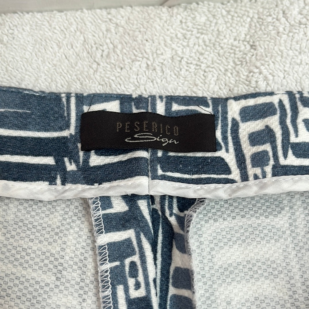 Peserico Sign Blue White Print Crop Pants -- Italy 48 / US 12