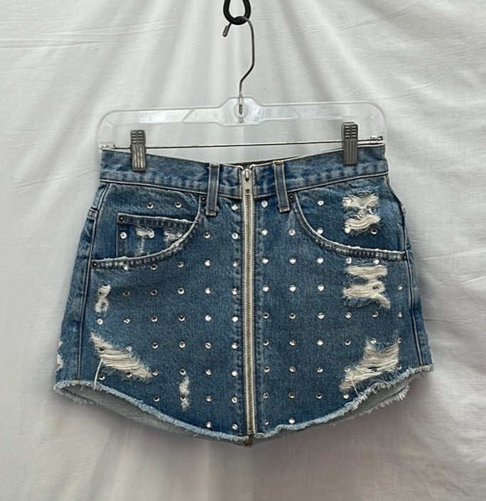 Carmar Light Wash Rhine Stone Studded Skirt - Size 27