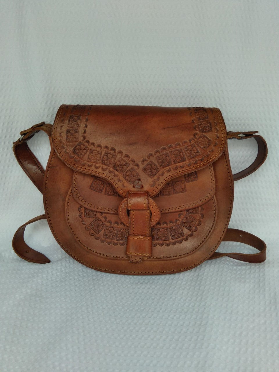 Handmade Brown Leather 70s Inspired Cross Body Bag