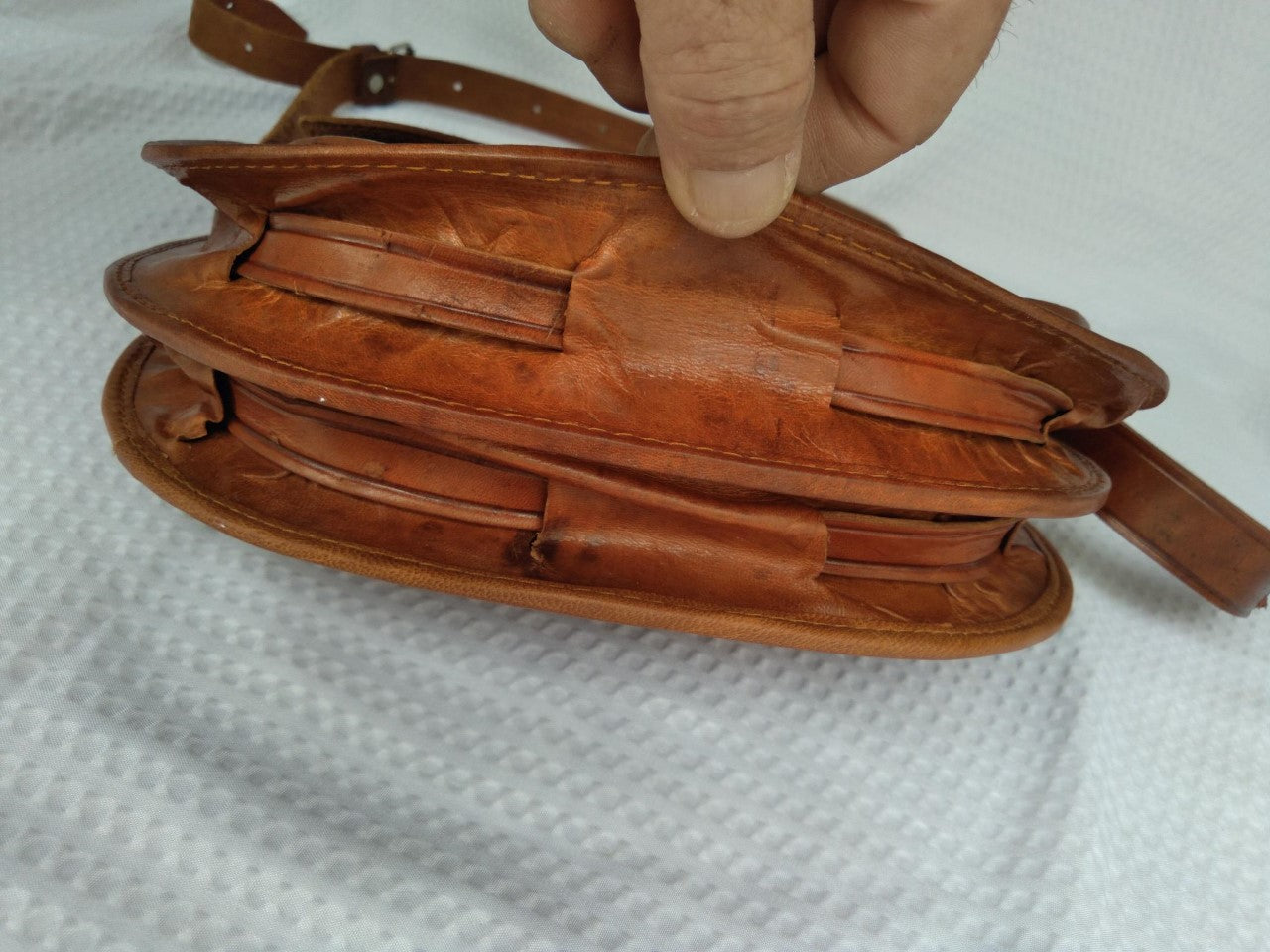 Handmade Brown Leather 70s Inspired Cross Body Bag