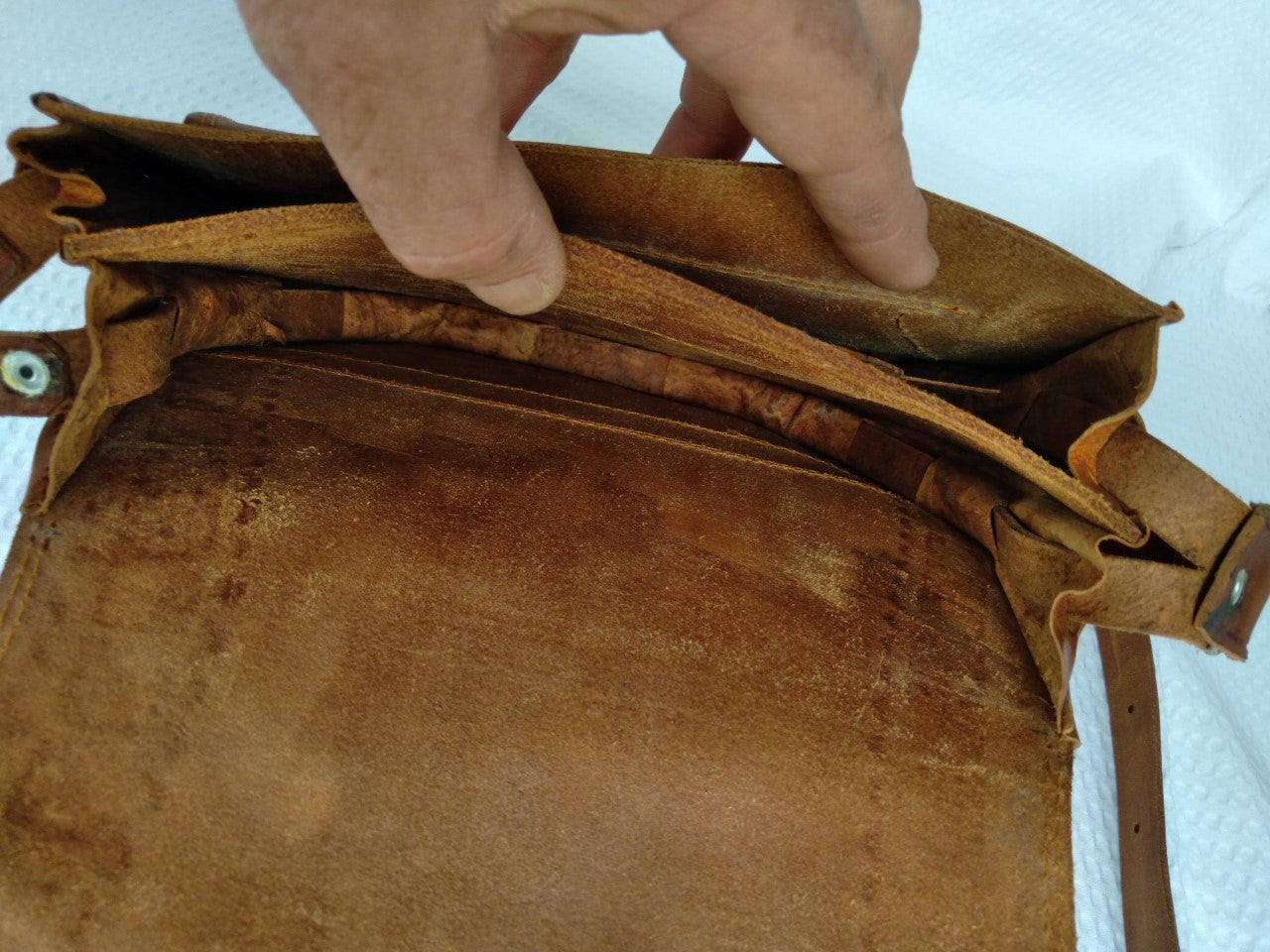 Handmade Brown Leather 70s Inspired Cross Body Bag
