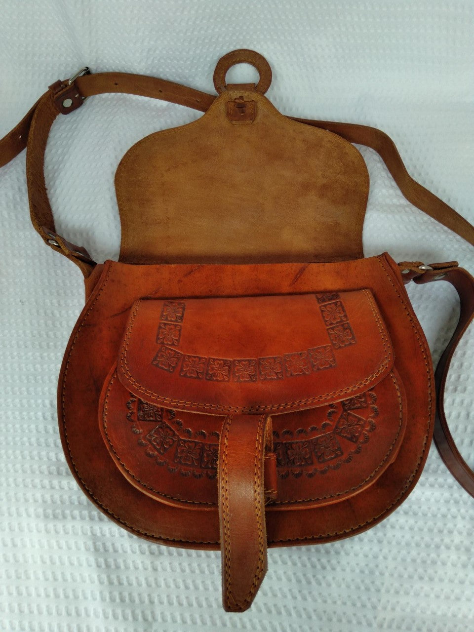Handmade Brown Leather 70s Inspired Cross Body Bag