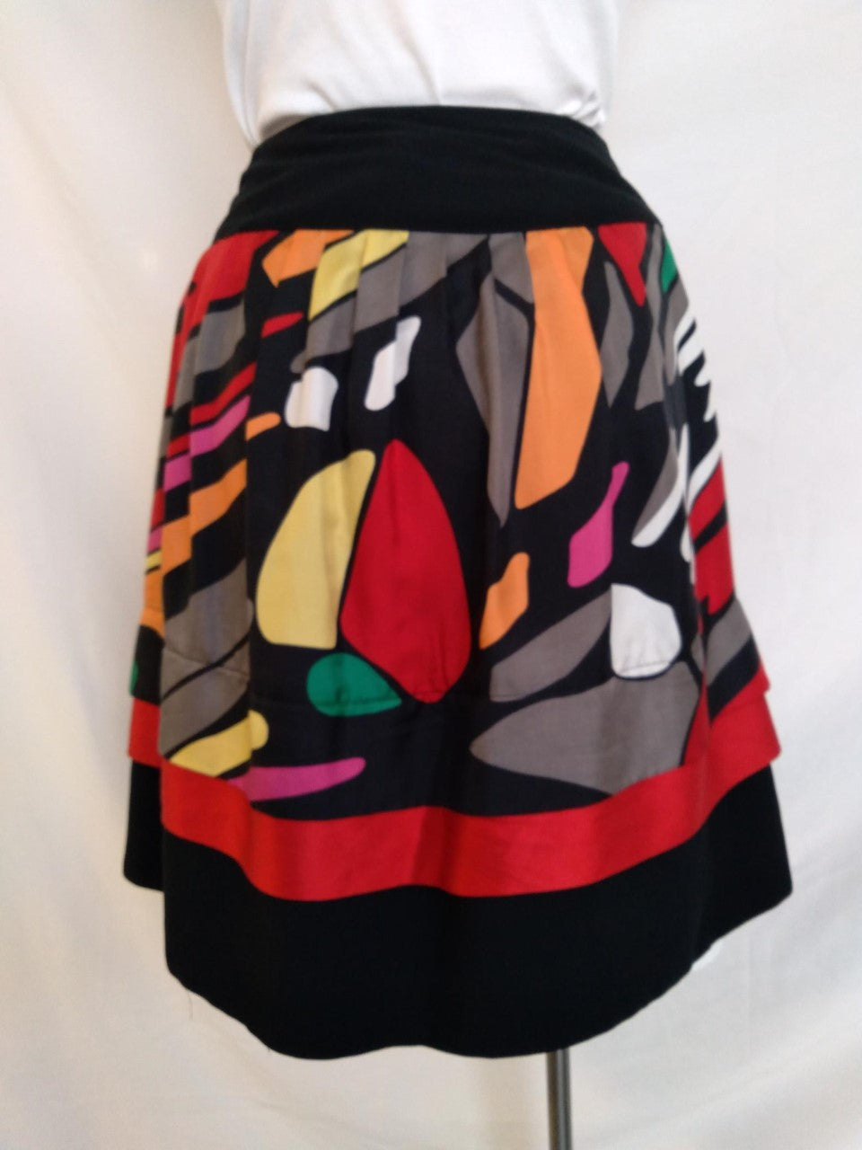 Nygard Multicolor Print Silk Skirt - Size: 2