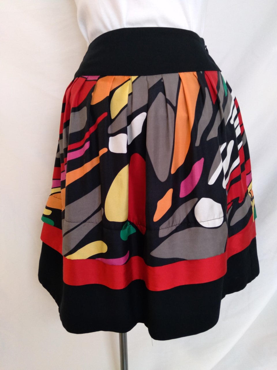 Nygard Multicolor Print Silk Skirt - Size: 2