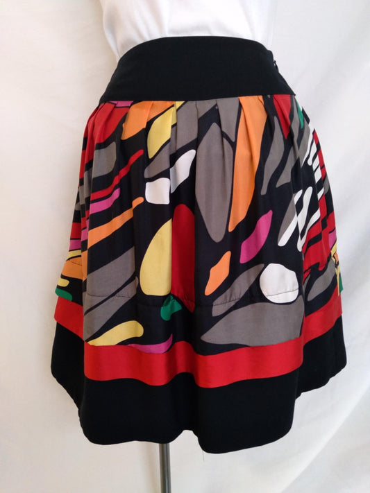 Nygard Multicolor Print Silk Skirt - Size: 2