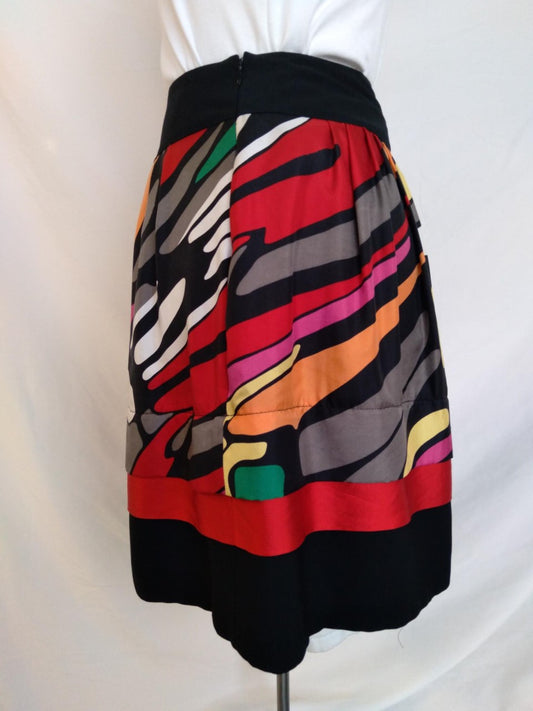 Nygard Multicolor Print Silk Skirt - Size: 2