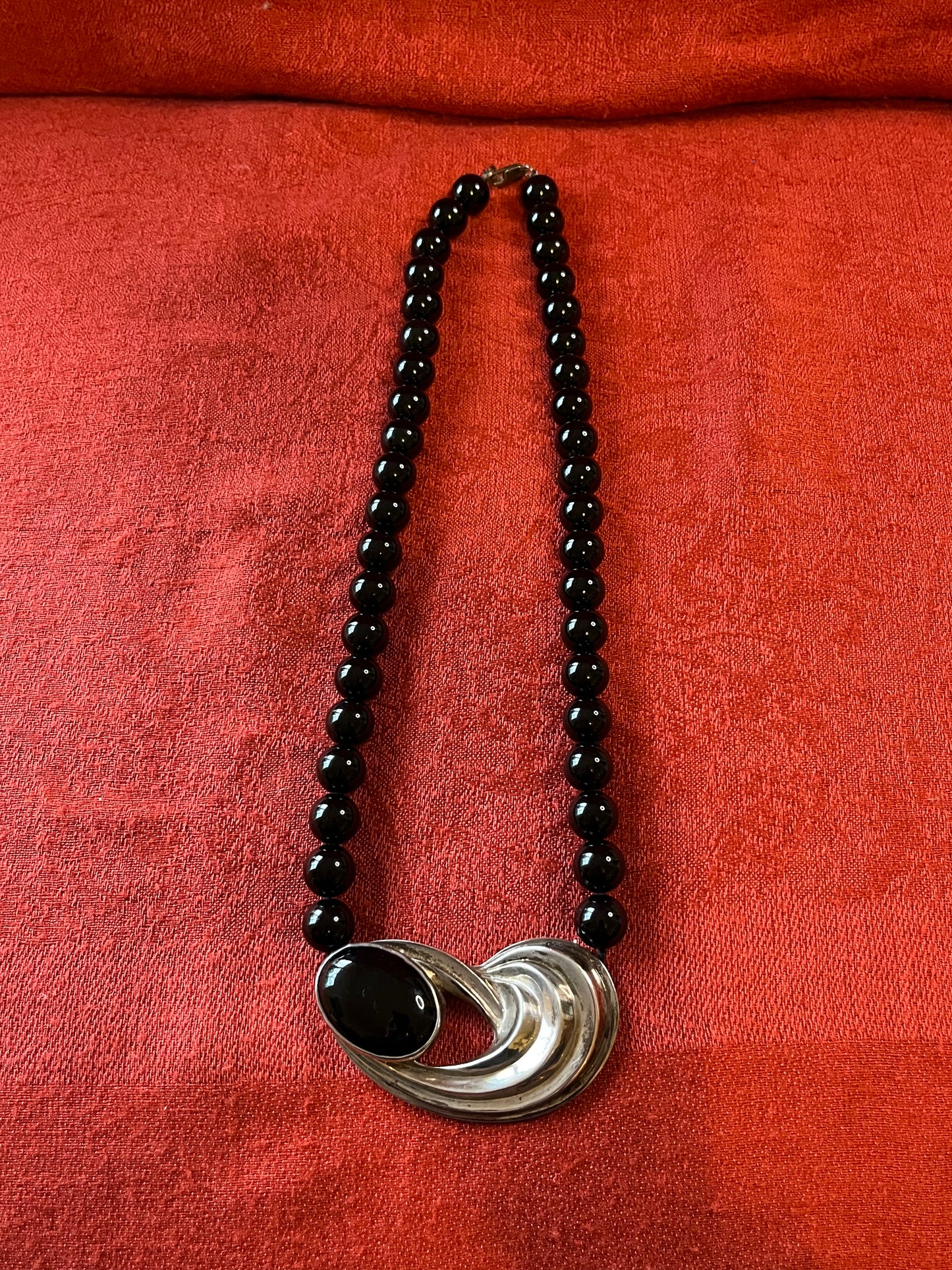 Black Onyx and Sterling Necklace