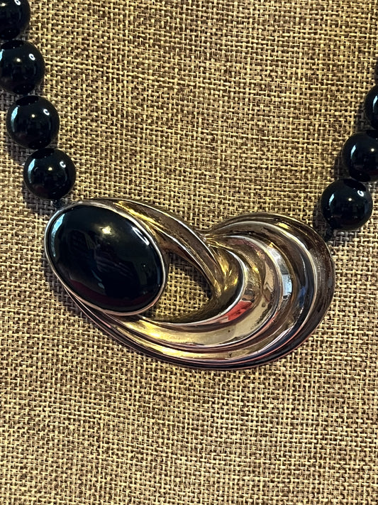 Black Onyx and Sterling Necklace