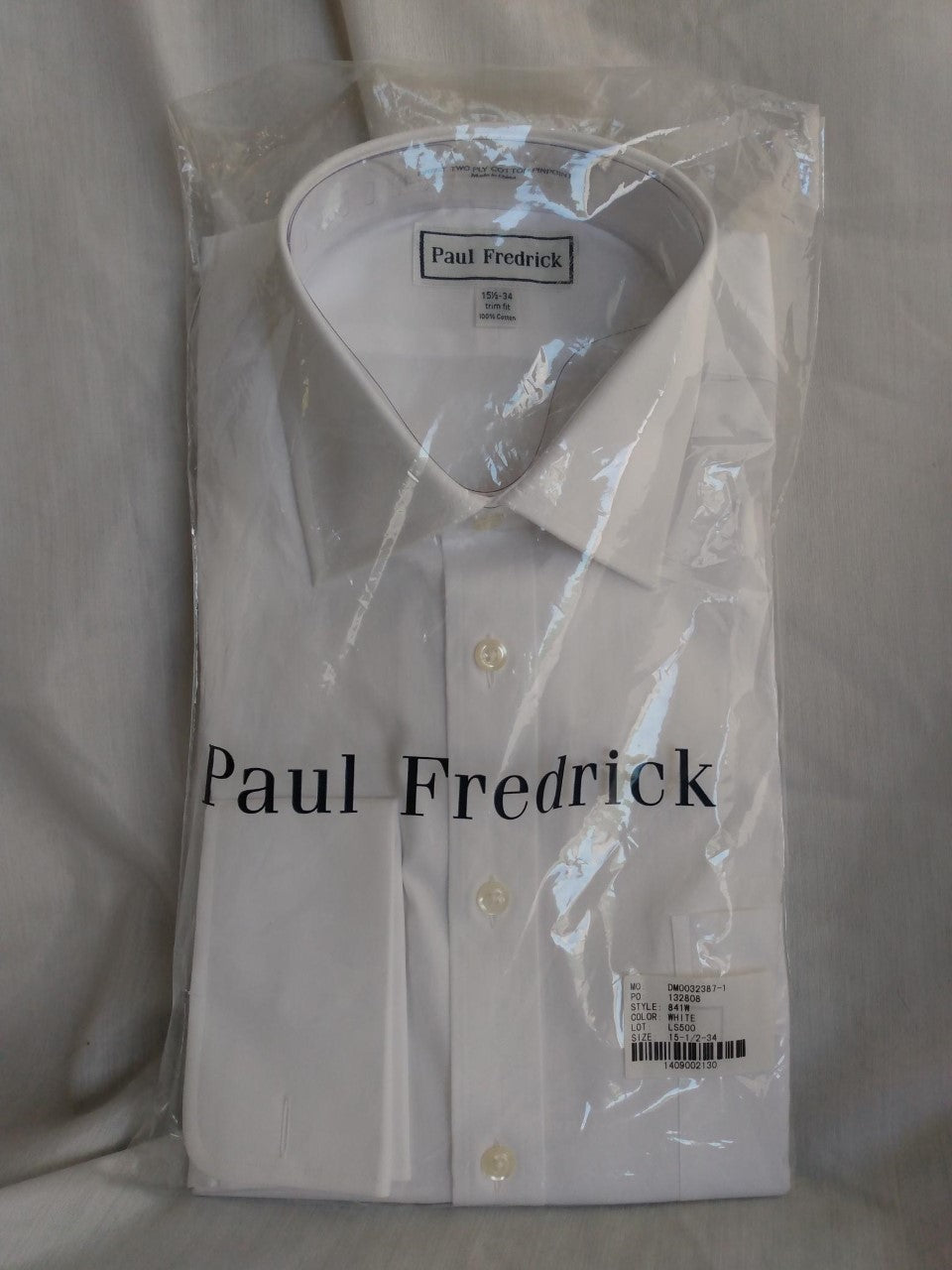 NIP - Paul Fredrick Trim Fit Two-Ply Cotton Long Sleeve Shirt - 15.5 34