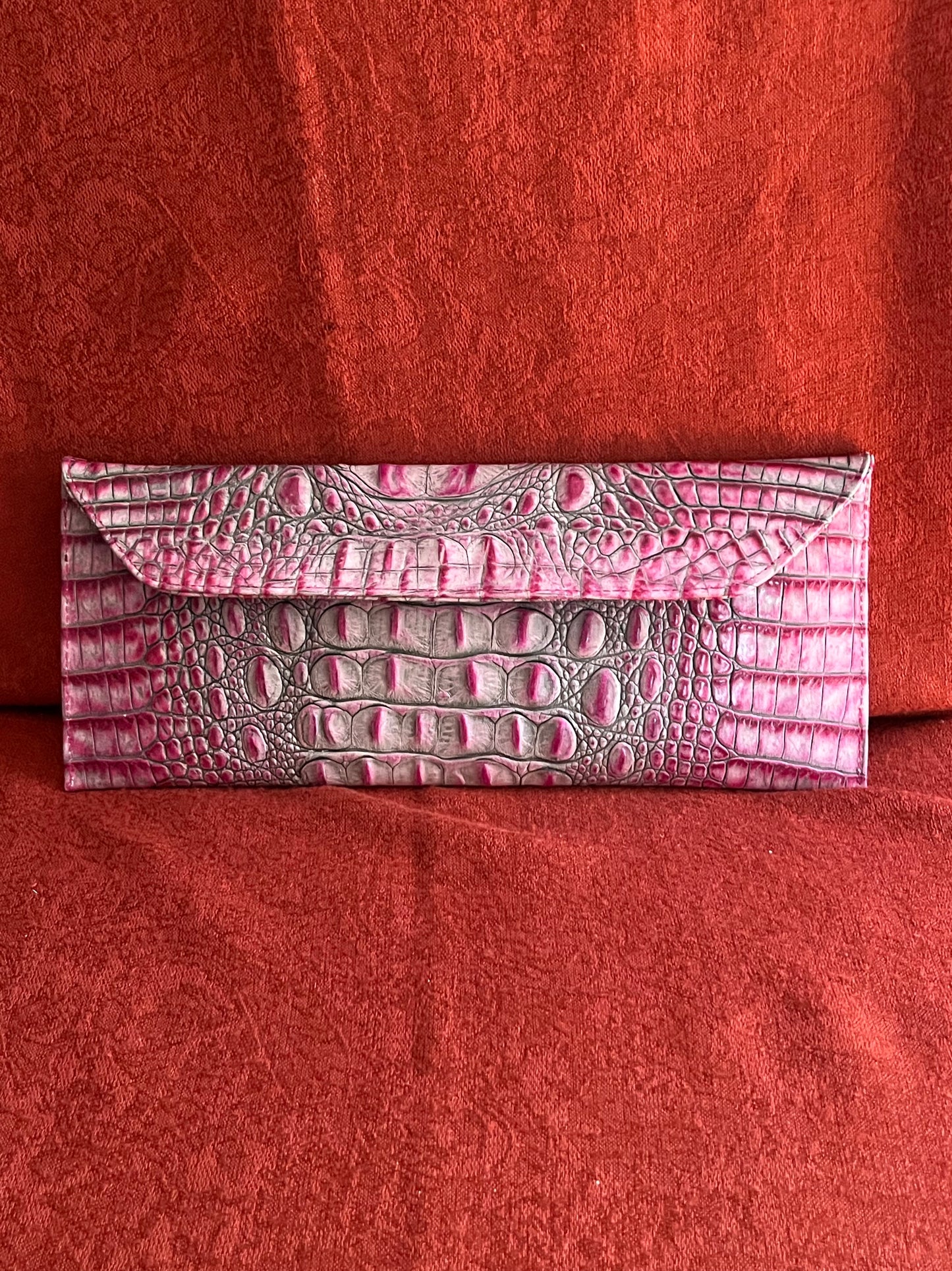 Vintage San Marino Gallery Embossed Pink Leather Clutch