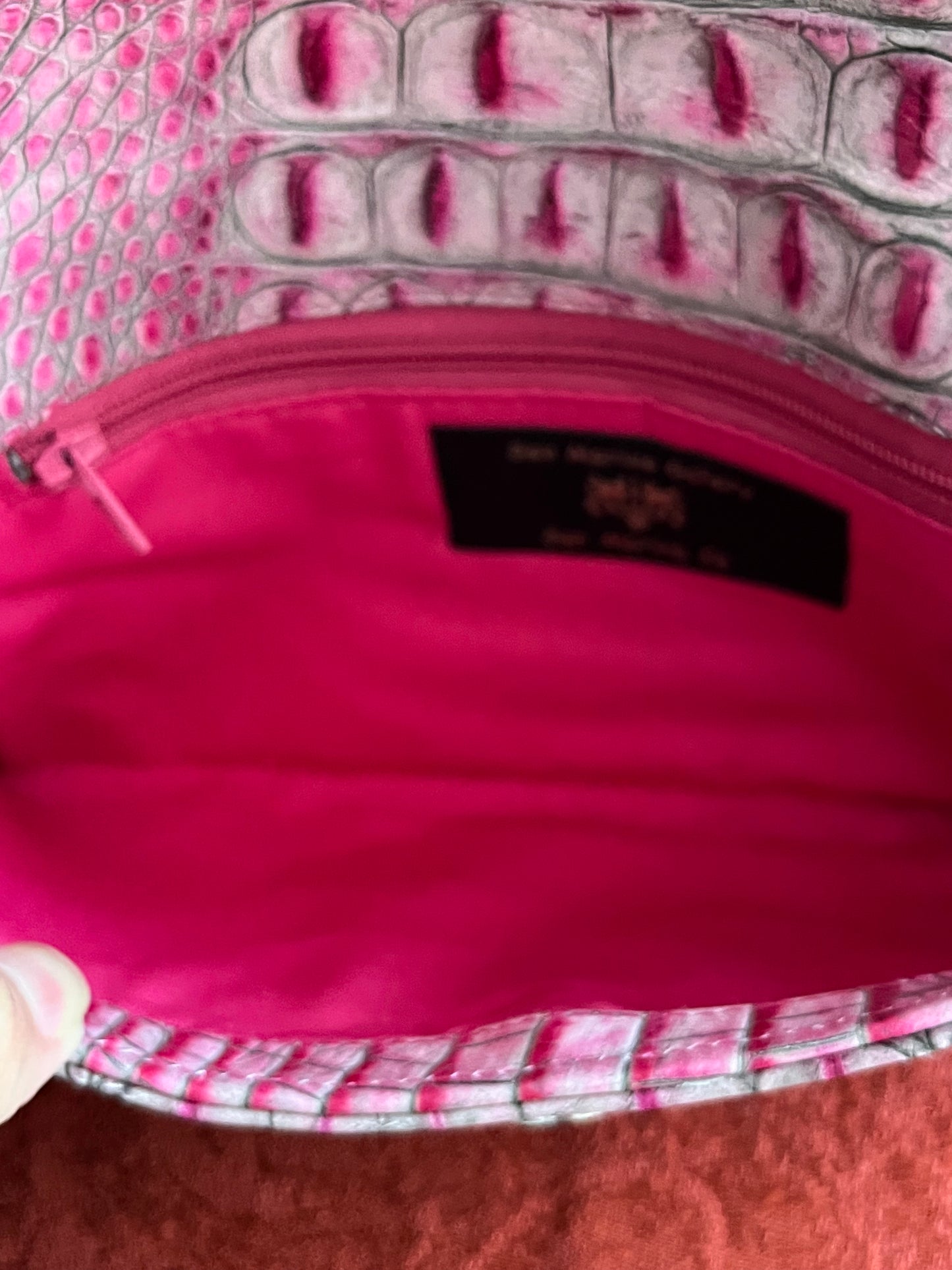Vintage San Marino Gallery Embossed Pink Leather Clutch