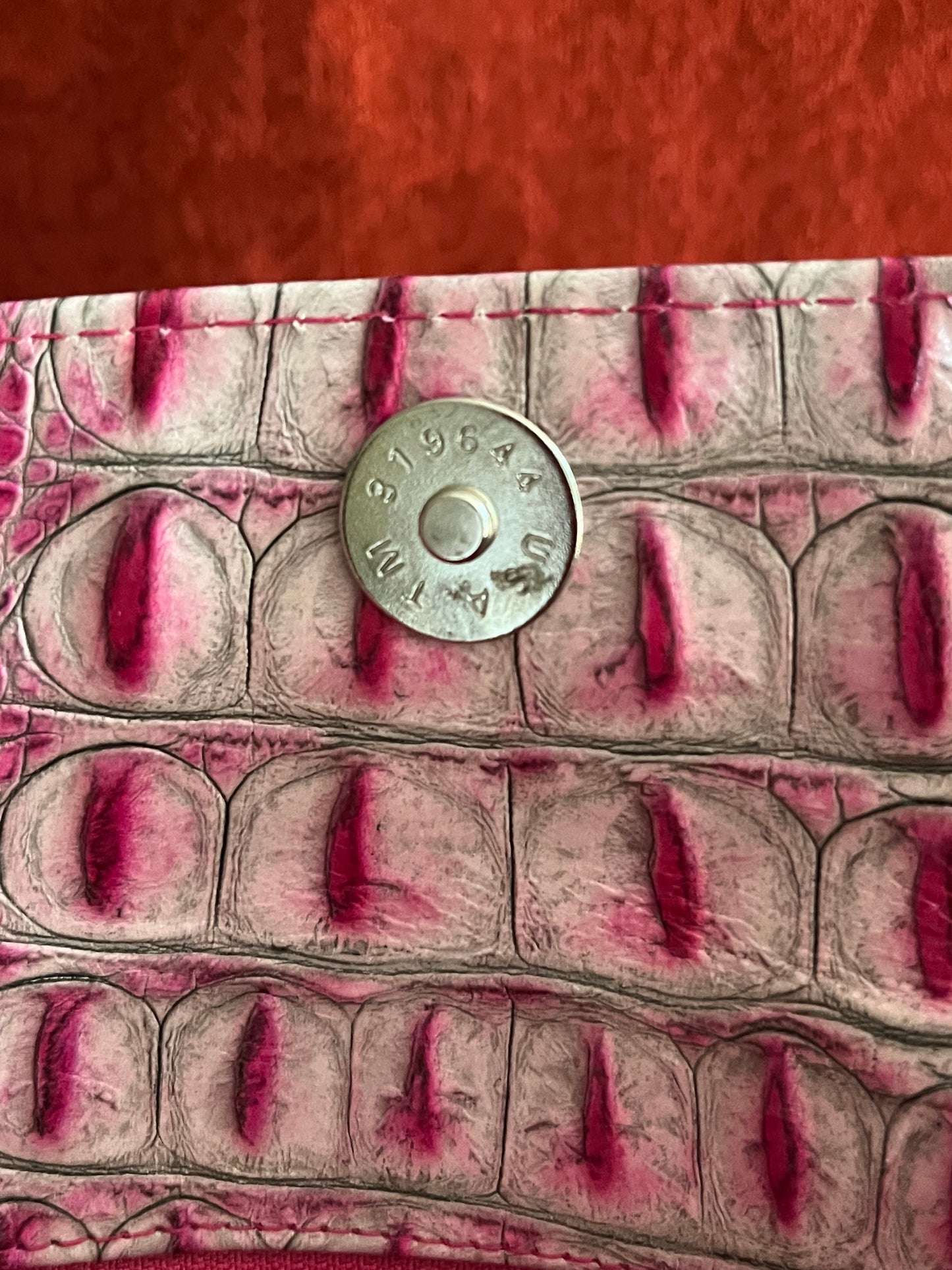 Vintage San Marino Gallery Embossed Pink Leather Clutch
