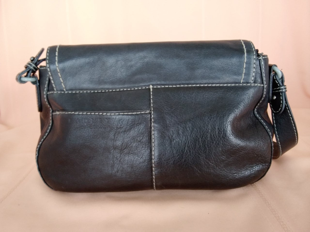 Radley London Painters Mews Black Leather Flap-Over Shoulder Bag
