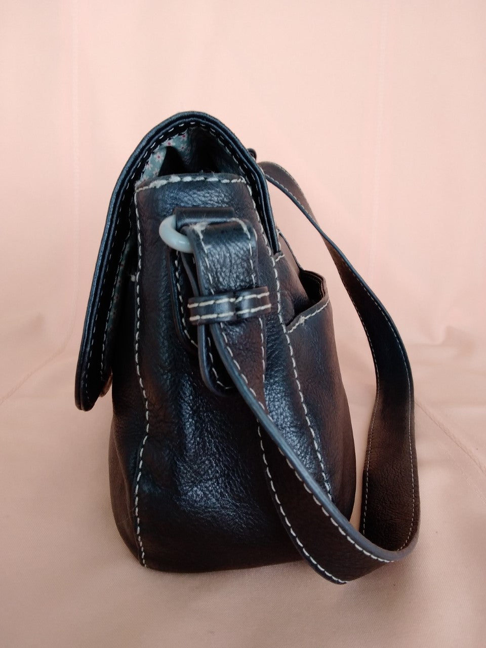 Radley London Painters Mews Black Leather Flap-Over Shoulder Bag