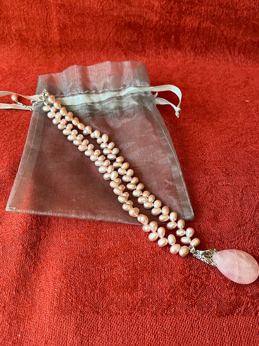 Freshwater Pearl and Rose Quartz Necklace