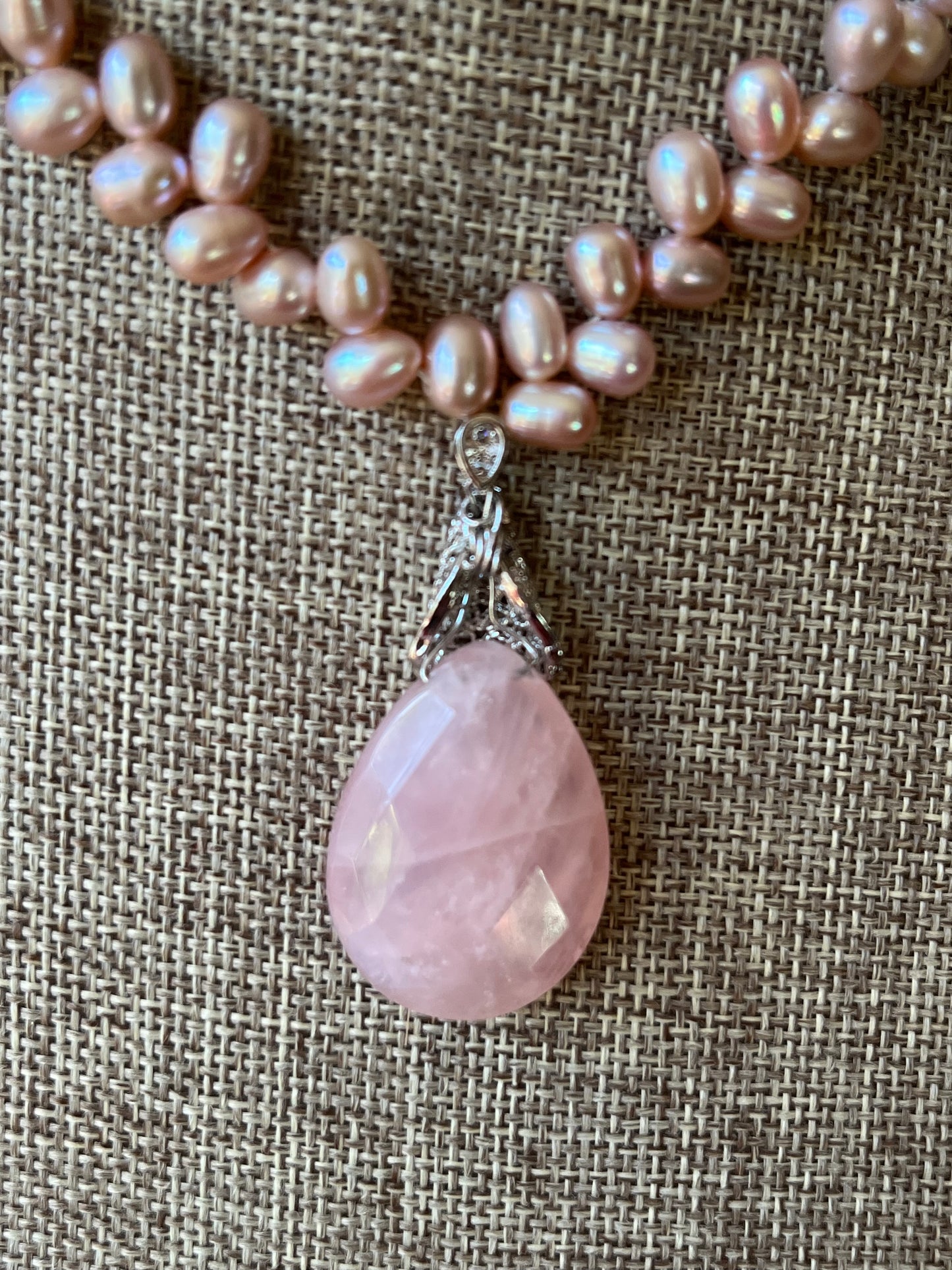 Freshwater Pearl and Rose Quartz Necklace