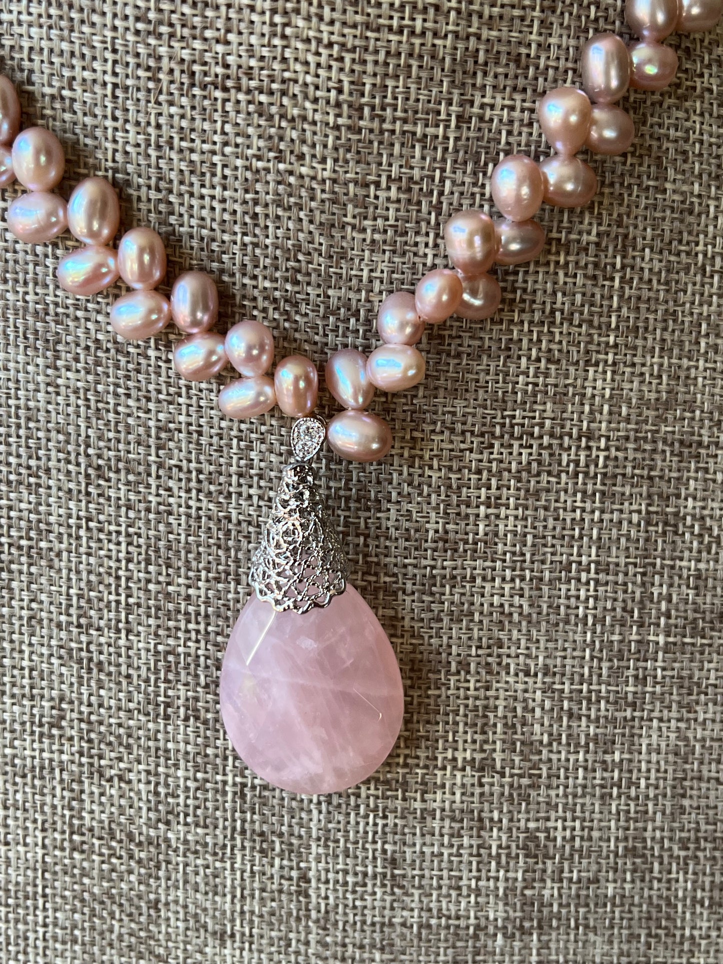 Freshwater Pearl and Rose Quartz Necklace