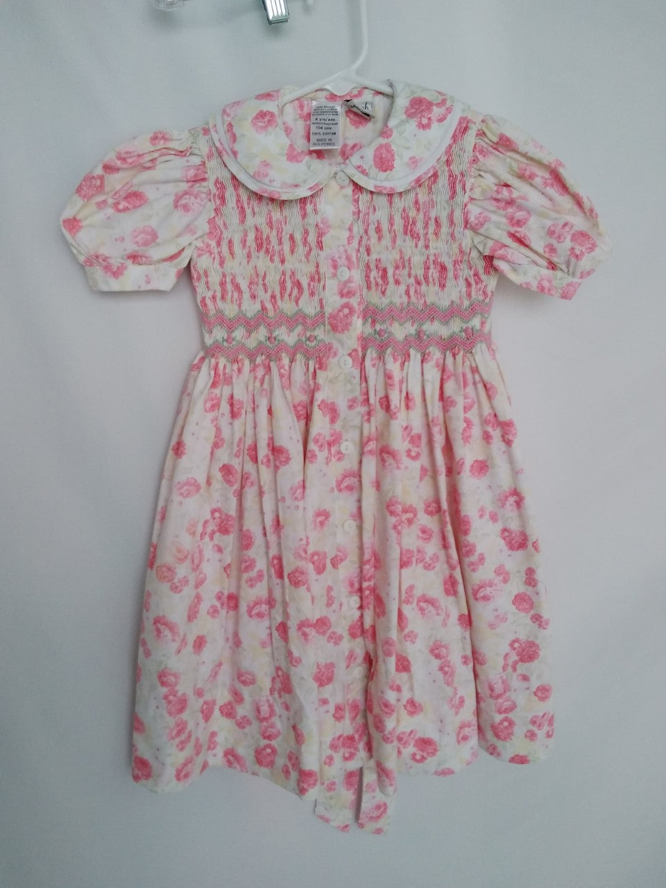 Sarah Louise Girl's Hand Smocked Embroidered Floral Dress - Size 4yrs