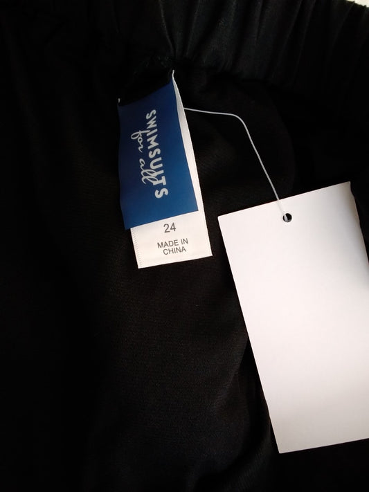 NWT - Swimsuits For All Black Loose Swim Shorts With Built-in Brief - 24