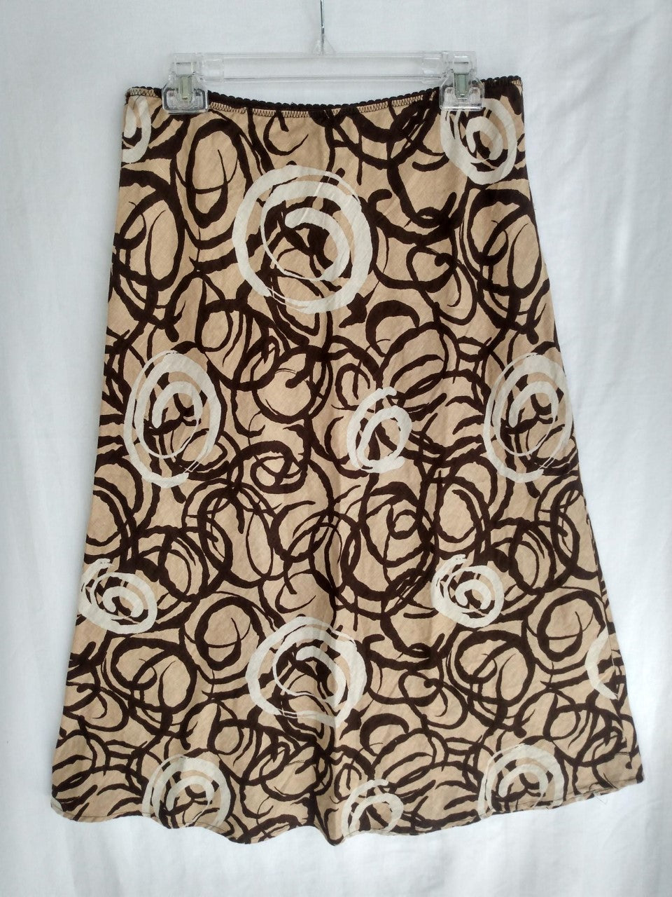 Willi Smith brown print 100% Linen Skirt - 8