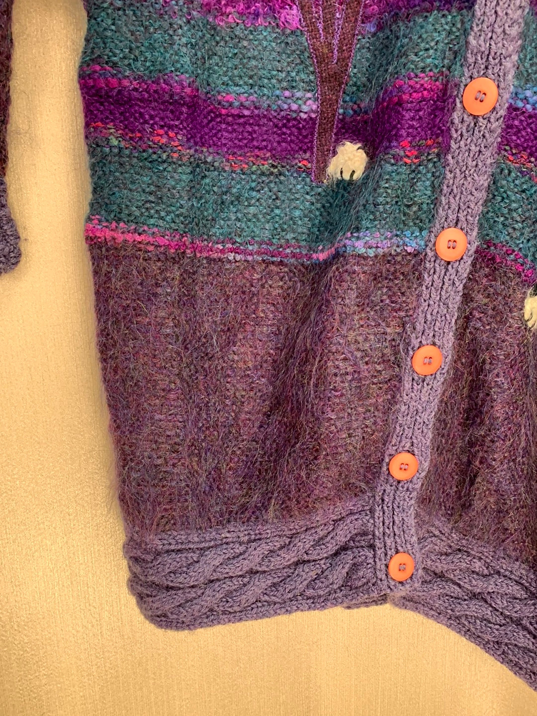 VTG - ROSEMARIE B purple Mohair Wool Farm Cardigan Sweater - XL/XXL