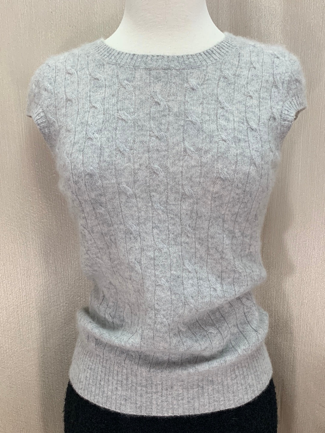 CHRISTOPHER FISCHER marled gray Cashmere Thin Cable Knit Sweater - M