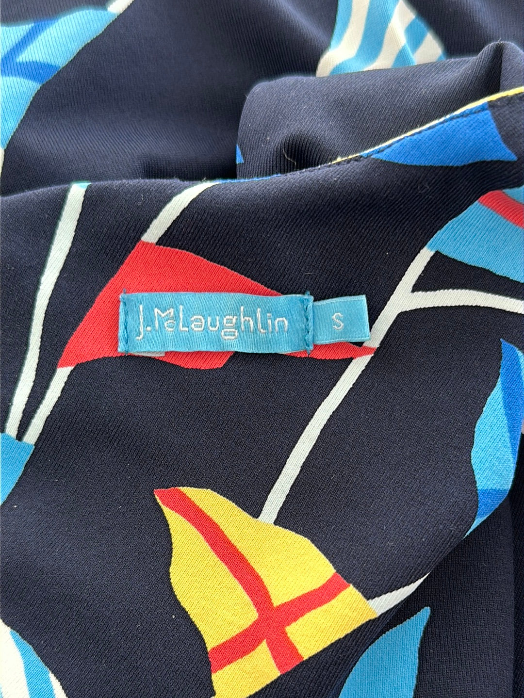 J. MCLAUGHLIN navy Flag Print Catalina Cloth Sleeveless Sophia Dress - S