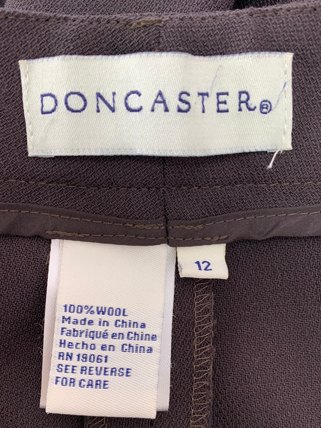DONCASTER brown 100% Wool (lined) Jacket & Pants 2 pc Pantsuit - 12